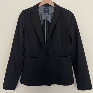 Gap Single Button Front Black Blazer Deep Pockets Womens 6 Back Slit